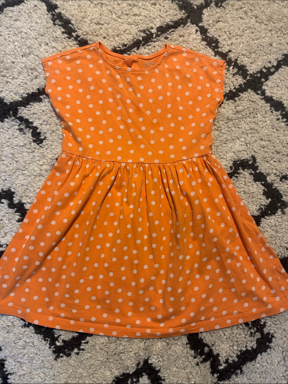 Primary Orange Polka Dot Cap Sleeve Dress